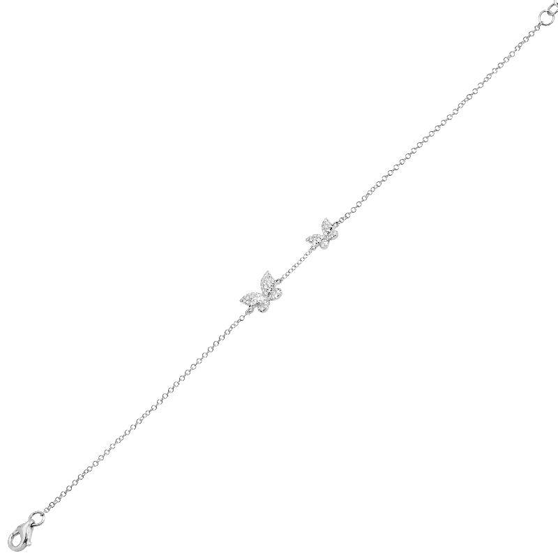 14K Gold Micro Pave Diamond Butterfly Duo Bracelet - Bracelets - Izakov Diamonds + Fine Jewelry