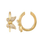 14K Gold Micro Pave Diamond Butterfly Ear Cuff Yellow Gold Izakov Diamonds + Fine Jewelry