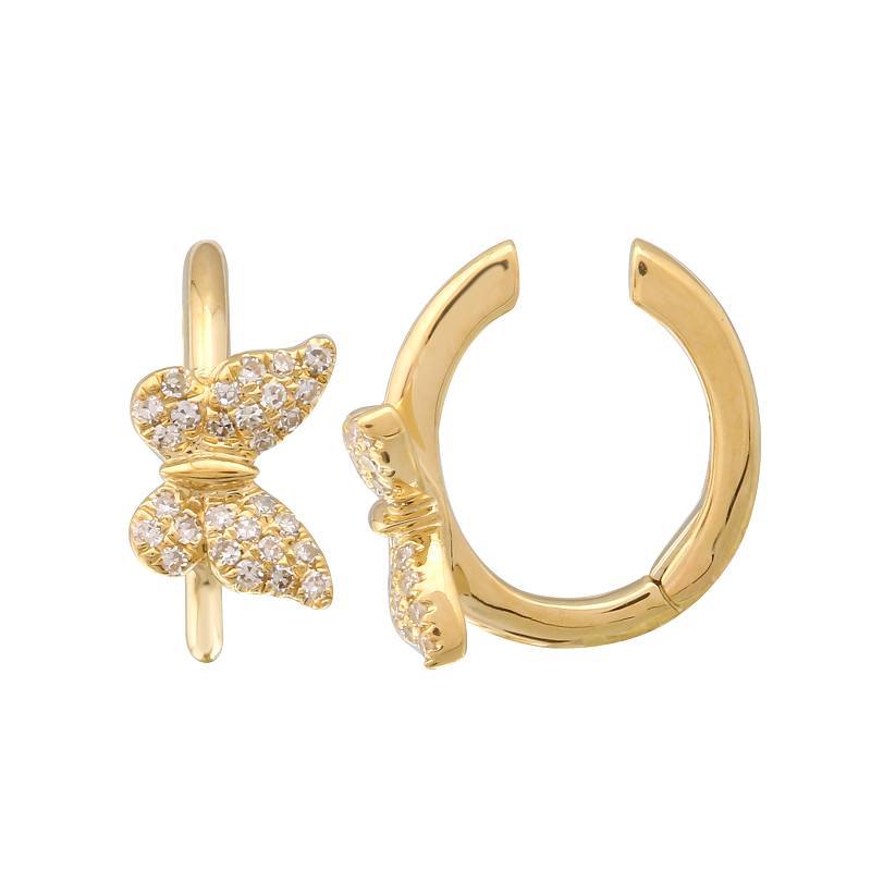 14K Gold Micro Pave Diamond Butterfly Ear Cuff - Earrings - Izakov Diamonds + Fine Jewelry