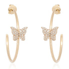 14K Gold Micro Pave Diamond Butterfly Hoop Earrings Yellow Gold Izakov Diamonds + Fine Jewelry