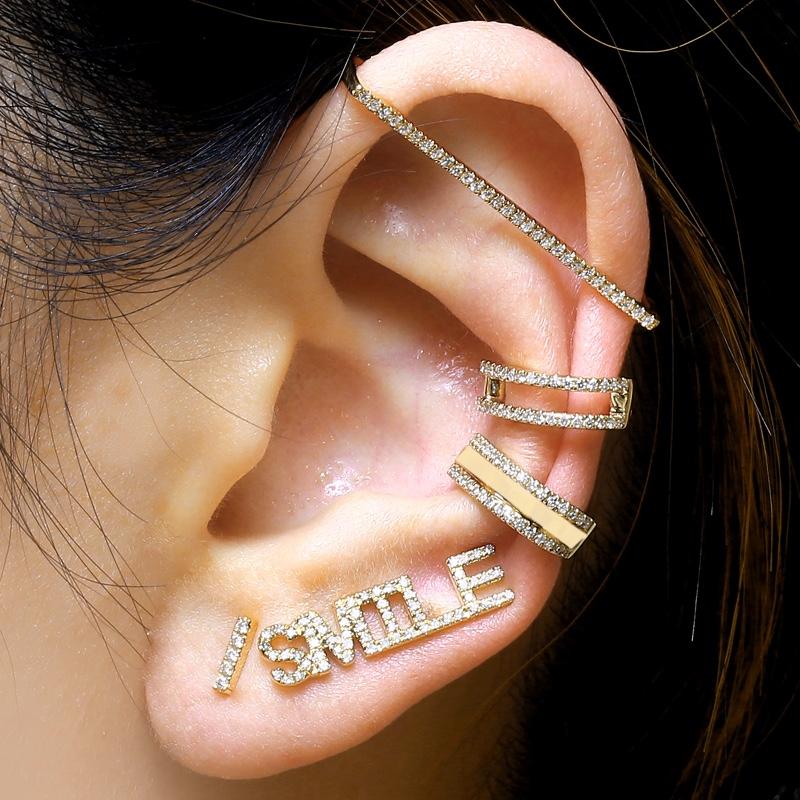 14K Gold Micro Pave Diamond Caged Ear Cuff Izakov Diamonds + Fine Jewelry