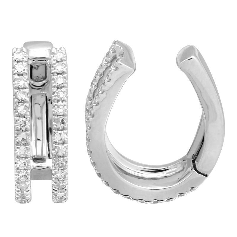 14K Gold Micro Pave Diamond Caged Ear Cuff White Gold Izakov Diamonds + Fine Jewelry
