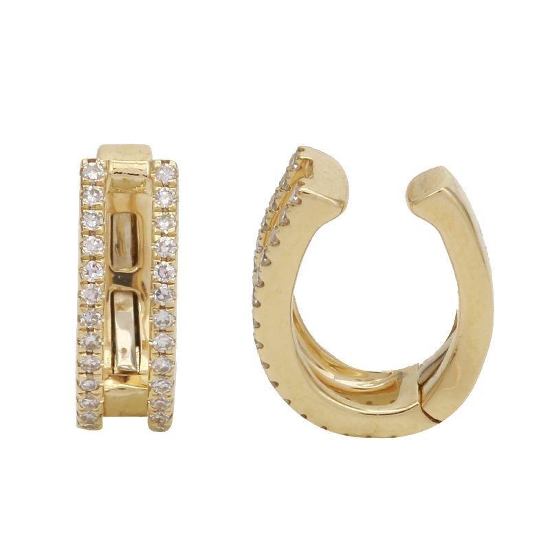 14K Gold Micro Pave Diamond Caged Ear Cuff Yellow Gold Izakov Diamonds + Fine Jewelry