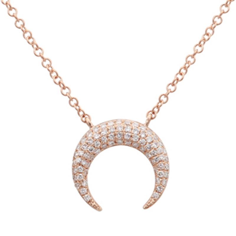 14K Gold Micro Pave Diamond Crescent Horn Necklace – IZAKOV