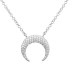 14K Gold Micro Pave Diamond Crescent Horn Necklace White Gold Izakov Diamonds + Fine Jewelry