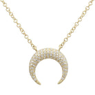 14K Gold Micro Pave Diamond Crescent Horn Necklace Yellow Gold Izakov Diamonds + Fine Jewelry