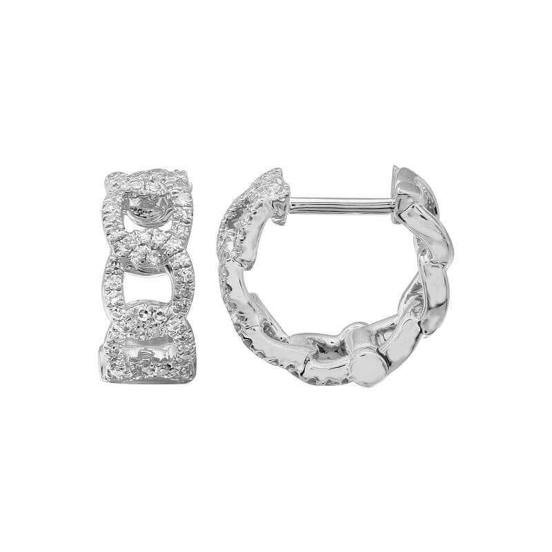 14K Gold Micro Pave Diamond Cuban Link Huggies - Earrings - Izakov Diamonds + Fine Jewelry