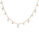 14K Gold Micro Pave Diamond Dangling Cross Necklace Rose Gold Izakov Diamonds + Fine Jewelry