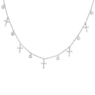 14K Gold Micro Pave Diamond Dangling Cross Necklace White Gold Izakov Diamonds + Fine Jewelry