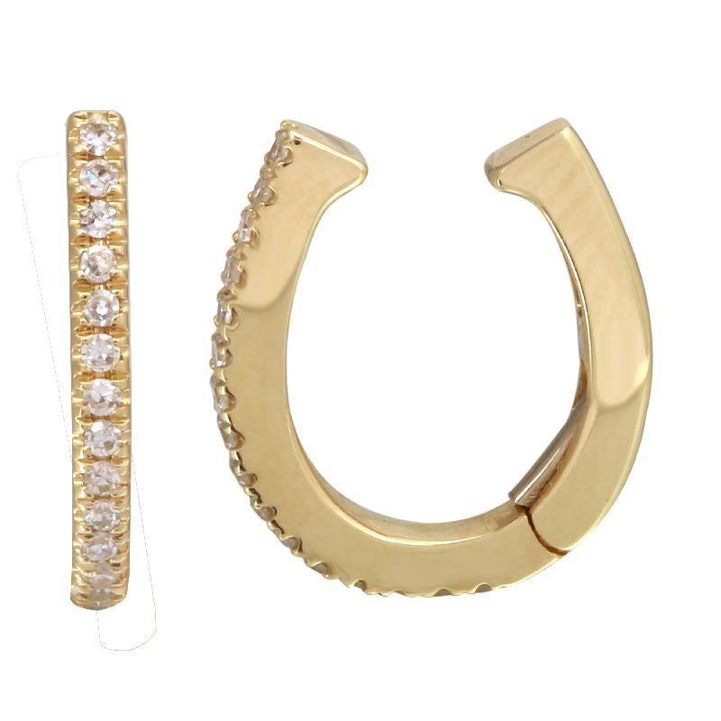 14K Gold Micro Pave Diamond Ear Cuff Yellow Gold Izakov Diamonds + Fine Jewelry
