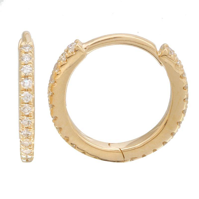 14K Gold Micro Pave Diamond Eternity Huggies - Earrings - Izakov Diamonds + Fine Jewelry