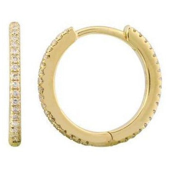 14K Gold Micro Pave Diamond Eternity Huggies 14mm / Yellow Gold Izakov Diamonds + Fine Jewelry