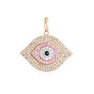 14K Gold Micro Pave Diamond & Gemstones Evil Eye Necklace Charm Yellow Gold Izakov Diamonds + Fine Jewelry