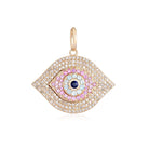 14K Gold Micro Pave Diamond & Gemstones Evil Eye Necklace Charm - Charms & Pendants - Izakov Diamonds + Fine Jewelry