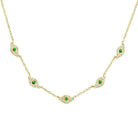 14K Gold Micro Pave Diamond Green Evil Eyes Necklace Yellow Gold Izakov Diamonds + Fine Jewelry