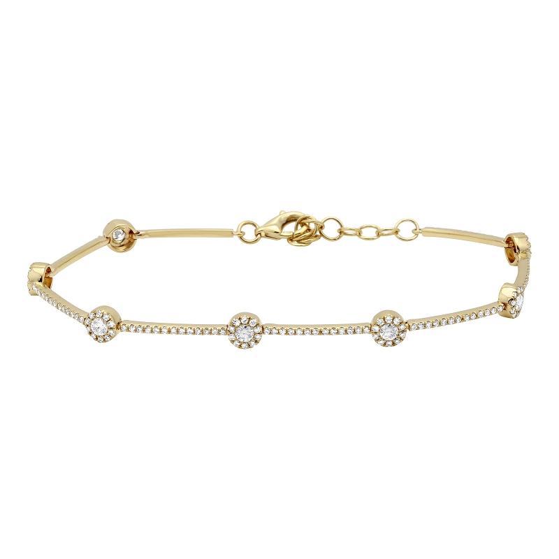14K Gold Micro Pave Diamond Halos Bracelet - Bracelets - Izakov Diamonds + Fine Jewelry