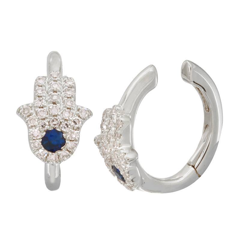 14K Gold Micro Pave Diamond Hamsa Cuff Earring White Gold Izakov Diamonds + Fine Jewelry