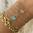 14K Gold Micro Pave Diamond Heart Bracelet Izakov Diamonds + Fine Jewelry