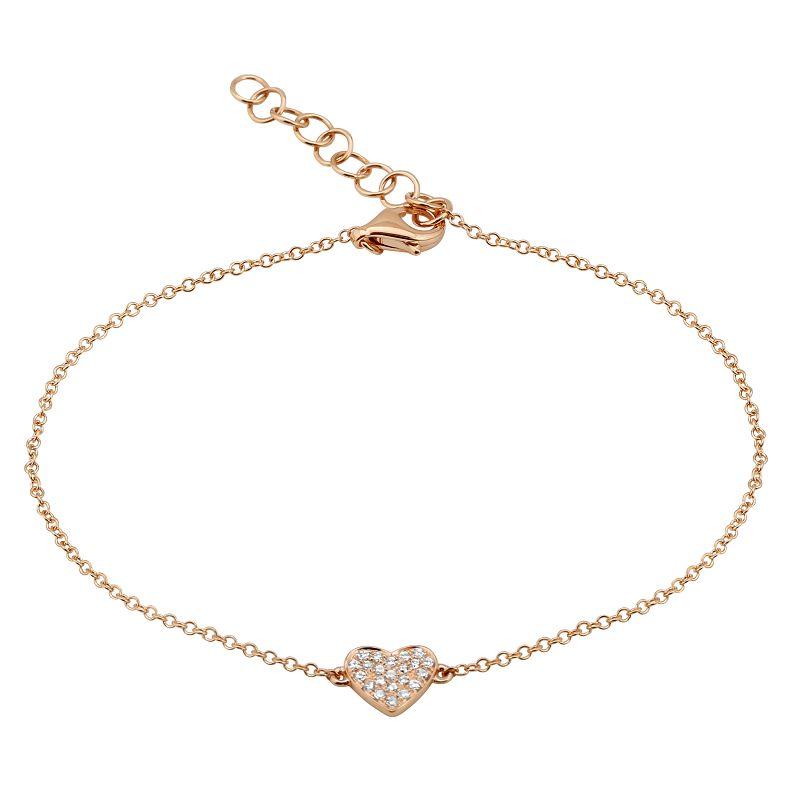 14K Gold Micro Pave Diamond Heart Bracelet Rose Gold Izakov Diamonds + Fine Jewelry