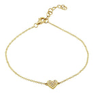 14K Gold Micro Pave Diamond Heart Bracelet Yellow Gold Izakov Diamonds + Fine Jewelry