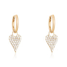 14K Gold Micro Pave Diamond Heart Drop Huggies Pair / Yellow Gold Izakov Diamonds + Fine Jewelry