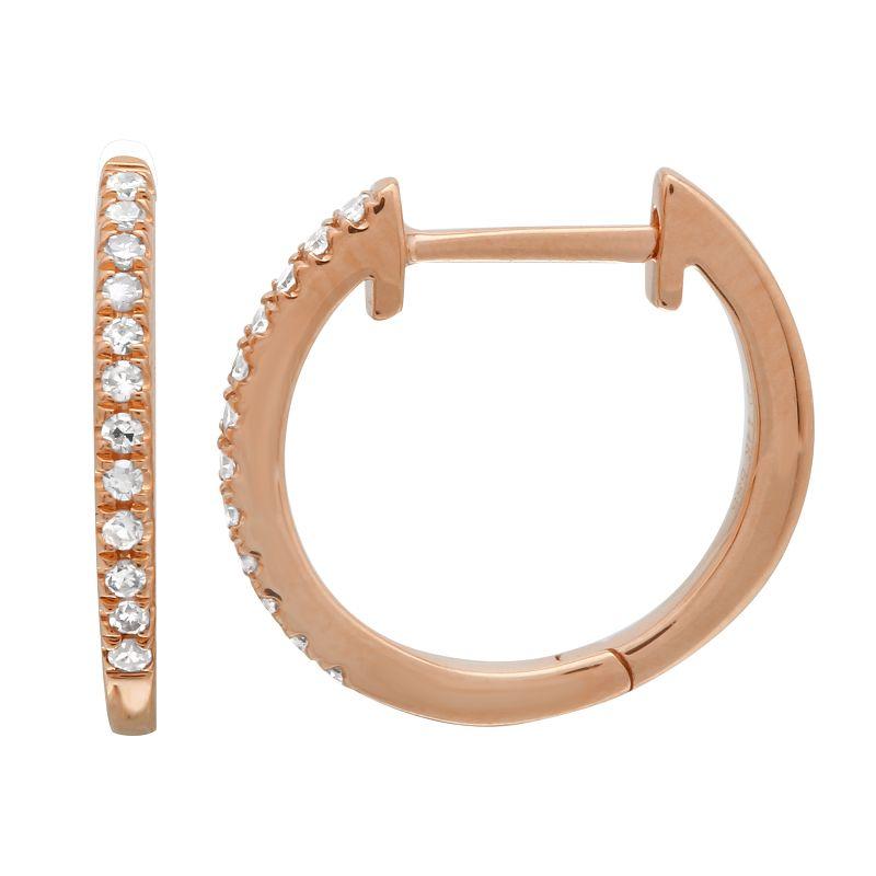 14K Gold Micro Pave Diamond Huggies (13mm) - Earrings - Izakov Diamonds + Fine Jewelry