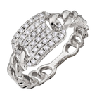 14K Gold Micro Pave Diamond ID Tag Cuban Link Ring Izakov Diamonds + Fine Jewelry