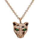 14K Gold Micro Pave Diamond Leopard Head Necklace Rose Gold Izakov Diamonds + Fine Jewelry