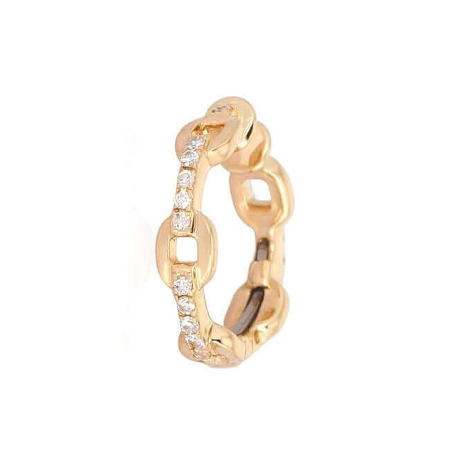 14K Gold Micro Pave Diamond Links Ear Cuff - Earrings - Izakov Diamonds + Fine Jewelry