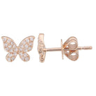 14K Gold Micro Pave Diamond Mini Papillon Butterfly Button Earrings Rose Gold Izakov Diamonds + Fine Jewelry
