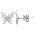 14K Gold Micro Pave Diamond Monarch Butterfly Button Earrings White Gold Izakov Diamonds + Fine Jewelry