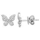14K Gold Micro Pave Diamond Papillon Butterfly Button Earrings White Gold Izakov Diamonds + Fine Jewelry