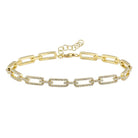 14K Gold Micro Pave Diamond Rectangular Link Bracelet Yellow Gold Izakov Diamonds + Fine Jewelry
