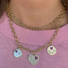 14K Gold Micro Pave Diamond + Ruby Hearts Necklace Charm - Charms & Pendants - Izakov Diamonds + Fine Jewelry