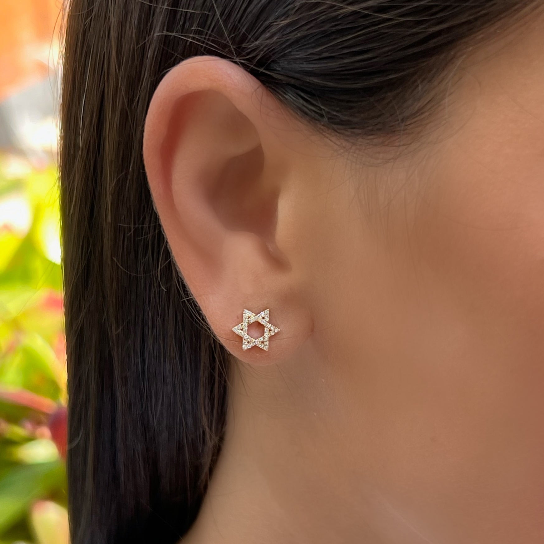 14K Gold Micro Pave Diamond Star Of David Earrings - Earrings - Izakov Diamonds + Fine Jewelry
