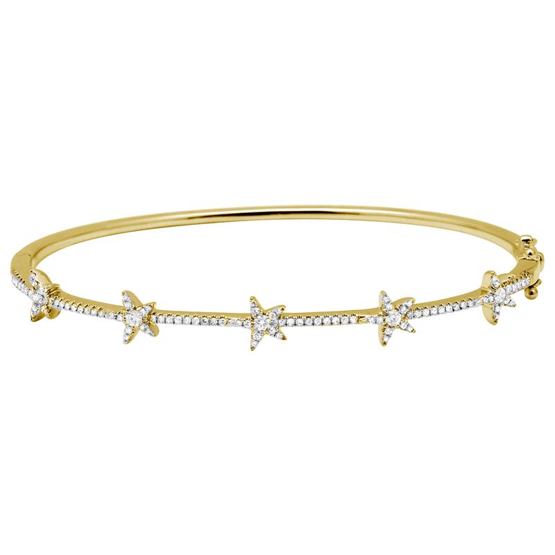 14K Gold Micro Pave Diamond Stars Bangle - Bracelets - Izakov Diamonds + Fine Jewelry