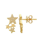 14K Gold Micro Pave Diamond Stars Cluster Earrings Yellow Gold Izakov Diamonds + Fine Jewelry