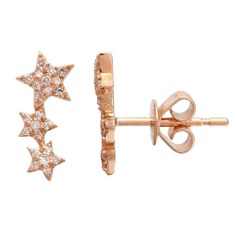 14K Gold Micro Pave Diamond Stars Earrings Rose Gold Izakov Diamonds + Fine Jewelry