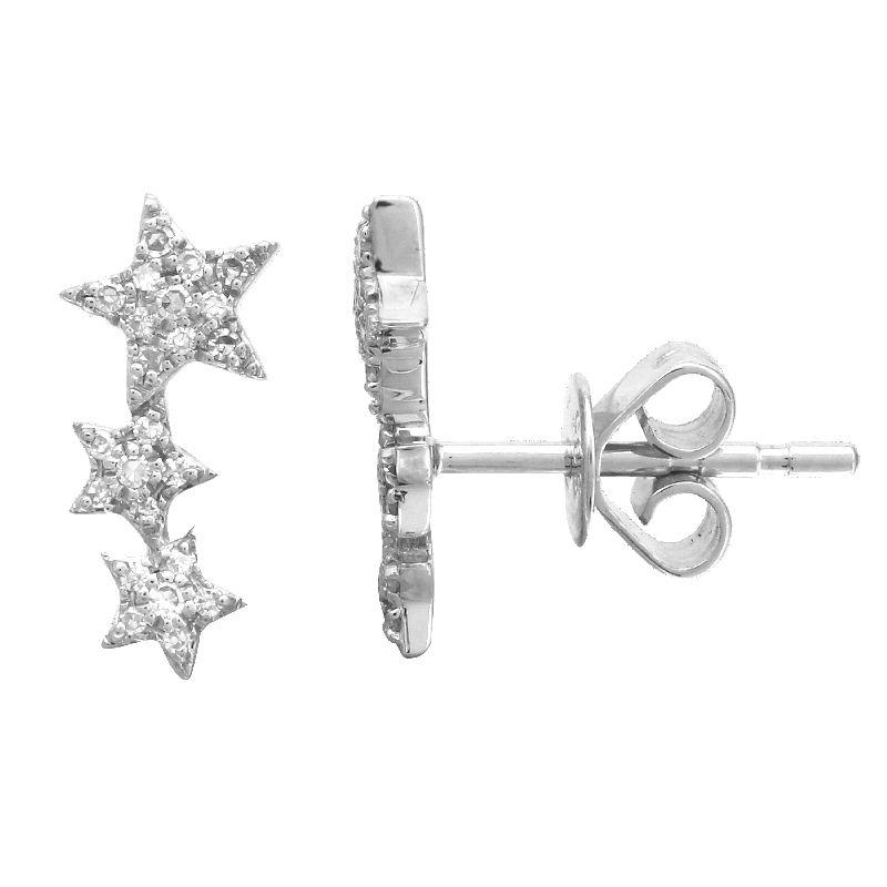 14K Gold Micro Pave Diamond Stars Earrings White Gold Izakov Diamonds + Fine Jewelry
