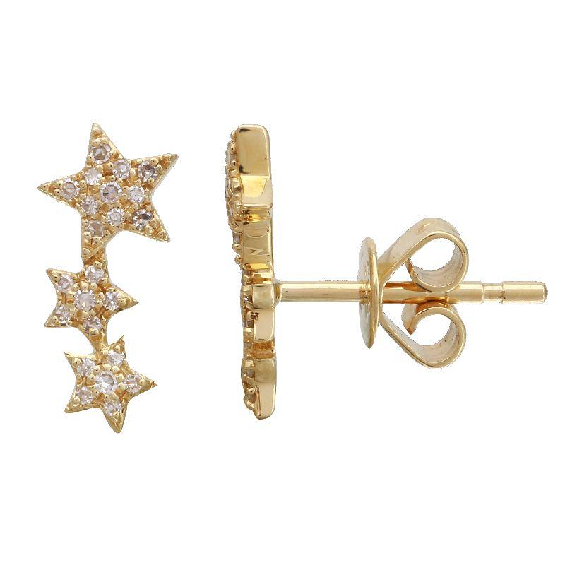 14K Gold Micro Pave Diamond Stars Earrings Yellow Gold Izakov Diamonds + Fine Jewelry