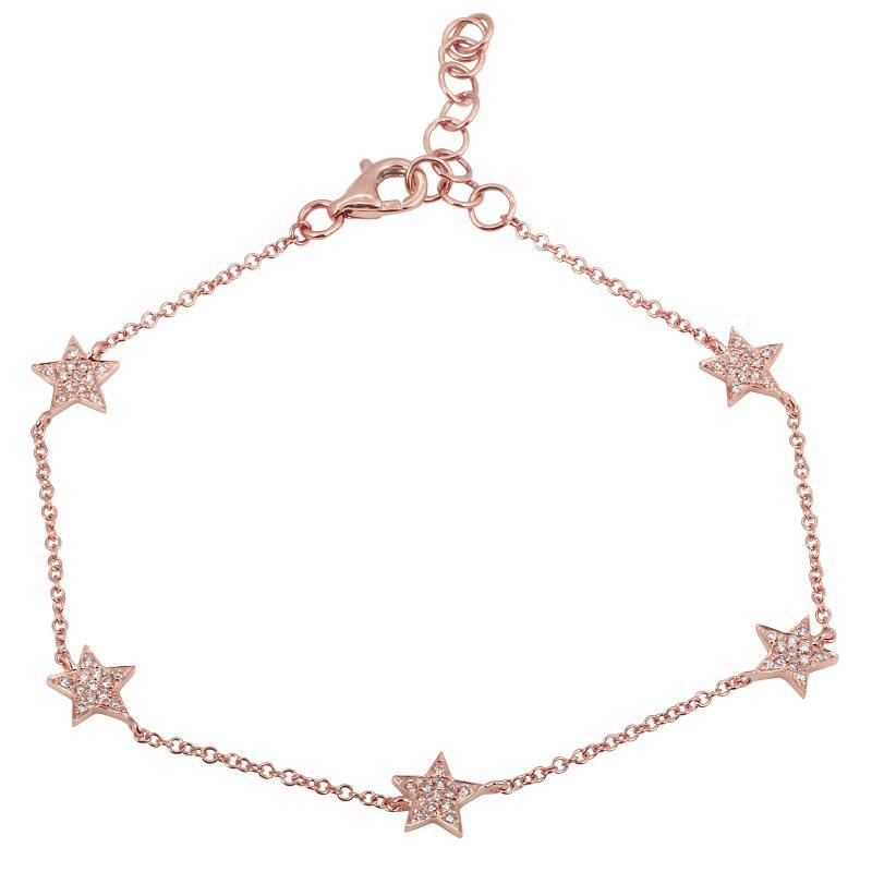 14K Gold Micro Pave Diamond Stars Station Bracelet - Bracelets - Izakov Diamonds + Fine Jewelry