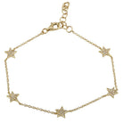 14K Gold Micro Pave Diamond Stars Station Bracelet Yellow Gold Izakov Diamonds + Fine Jewelry