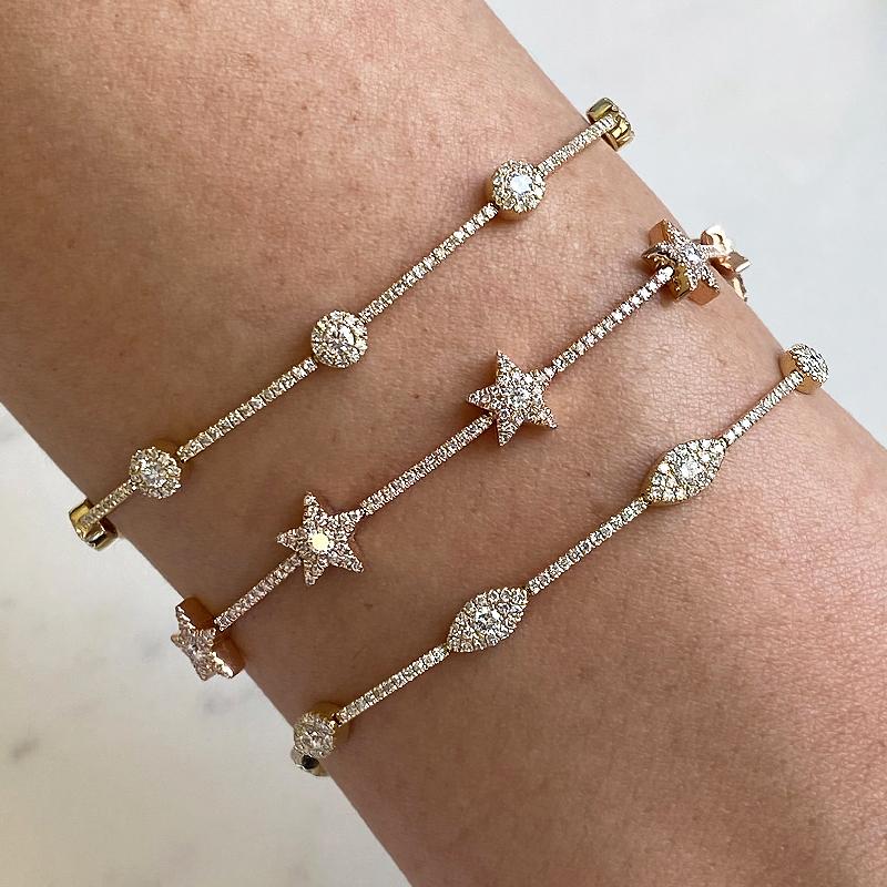 14K Gold Micro Pave Diamond Stars Tennis Bracelet - Bracelets - Izakov Diamonds + Fine Jewelry