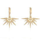 14K Gold Micro Pave Diamond Sunburst Spike Huggie Earrings Yellow Gold Izakov Diamonds + Fine Jewelry