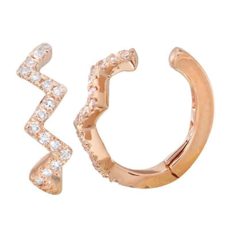 14K Gold Micro Pave Diamond Zigzag Cuff Earring Rose Gold Izakov Diamonds + Fine Jewelry