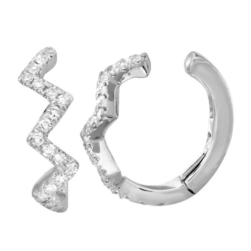 14K Gold Micro Pave Diamond Zigzag Cuff Earring White Gold Izakov Diamonds + Fine Jewelry