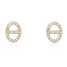 14K Gold Micro Pave Mariner Button Earrings Izakov Diamonds + Fine Jewelry