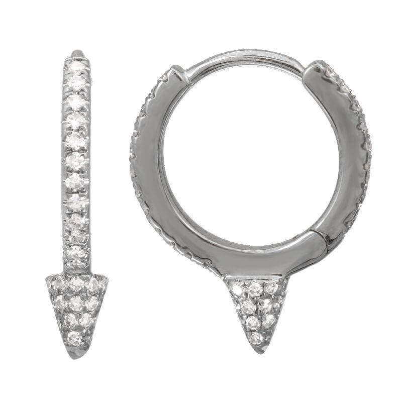 14K Gold Micro Pave Mini Spike Diamond Huggies - Earrings - Izakov Diamonds + Fine Jewelry