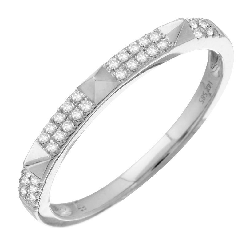 14K Gold Micro Pave Pyramid Studs Diamond Ring - Rings - Izakov Diamonds + Fine Jewelry