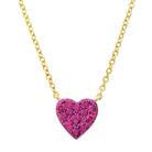 14K Gold Micro Pave Ruby Heart Necklace Yellow Gold Izakov Diamonds + Fine Jewelry